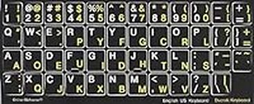 DVORAK-ENGLISH BLACK BACKGROUND NON TRANSPARENT KEYBOARD STICKER FOR COMPUTERS LAPTOPS NOTEBOOKS