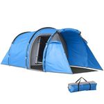 Outsunny 2-3 Person Tunnel Tent with Sewn-in Groundsheet, Air Vents, Rainfly, 2000mm Water Column, Camping Tent with 1 Bedroom, Inbuilt Porch, Living Area for Camping, Hiking, Sky Blue