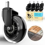 WEWILL Office Chair Wheels Caster 3" Rollerblade Rubber Replacement Castors up to 300KG for Hardwood Floors and Carpet - Universal Fit, Not for IKEA