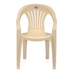 Nilkamal Mid Back Chair with Arm CHR2101 | Chair for Living Room, Bed Room, Kitchen, Office Room, Outdoor| 100% PolyPropylene Stackable Chair | (Marble Beige)