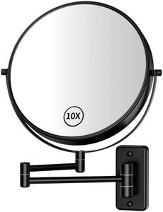 Gospire 9" Large Size Wall Mount Makeup Mirror with 1X/10X Magnification Double-Sided 360° Swivel Vanity Mirror，Black Polished Extendable Shaving Bathroom Wall Cosmetic Mirror for Men and Women