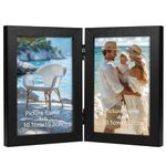 Lavezee 4x6 Double Picture Frames with Glass, Black Vertical Hinged Folding Frame Display 2 Opening Floating Photo Prints