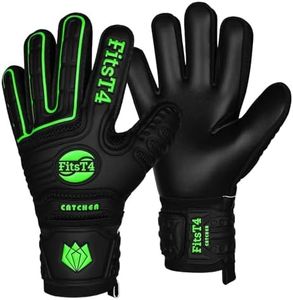 FitsT4 Goalie Goalkeeper Gloves with Fingersaves & Super Grip Palms Soccer Goalkeeper Gloves for Youth, Adult, Lime Green, 7