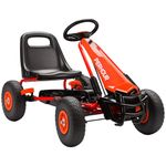 AIYAPLAY Kids Pedal Go Kart, Children Ride on Racer with Adjustable Seat, EVA Tyres, Manual Clutch, Brake, Go Cart for Kids 3-8 Years, Red