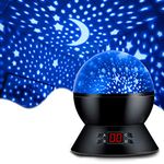 MOKOQI Star Projector Night Lights for Kids with Timer, Gifts for 1-14 Year Old Girl and Boy, Bedroom Lights for Kids Glow in The Dark Stars and Moon Make Child Sleep Peacefully - Black