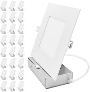 LUXRITE 6-Inch LED Recessed Light with J-Box, Canless Mini Panel Spotlight, 5CCT 2700K-5000K, 10/13/15 Watts, 800/1050/1250 Lumens, CRI90, Dimmable, 120-277V, IC Rated, Wet Rated, ETL Listed (24 Pack)