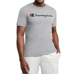 Champion Men's Classic Jersey Graphic T-Shirt, Oxford Grey Script, Medium