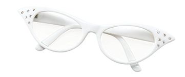 Ladies White 50s Rock & Roll Glasses