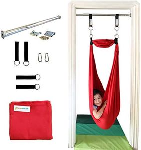 DreamGYM Sensory Doorway Swing by | Therapy Indoor Swing | 92% Cotton | Hardware Included (Red)