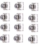 HOBKNOBS Square Shaped Clear Glass Cabinet Drawers/Wardrobe/Kitchen Door Pull Handle Knobs - White & Silver.