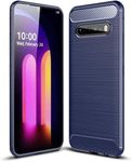 ELICA Carbon Case for LG V60 ThinQ 5G, Back Case Cover | Flexible Shockproof TPU | Brushed Texture for LG V60 ThinQ 5G 6.8" - Blue