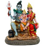 India God Shiva Family Statue - 6.1”H Hindu Idols Shiva Family Sculpture Shiva Ganesh Shiva Parvati Lingam Murti Moorti Pooja Idol Diwali Gifts Puja Gifts Home Office Temple Mandir Altar Decor