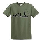 Darkwear Evolution of Man to Boat Fishing T-Shirt (L) Military Green