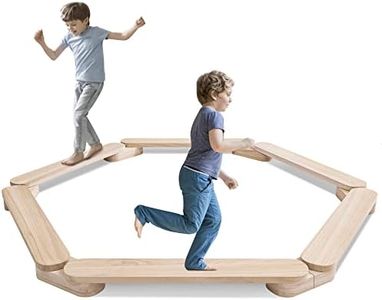 Autirinee Balance Beam Stepping Stones, Wooden Balance Board, Montessori Toy - Build Coordination and Gross Motor Skills, Gymnastics Obstacle Course Indoor&Outdoor, Toddler Gift (6pcs, Natural Color)