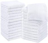 Utopia Towels - Cotton Washcloths Set - 30 x 30 cm, White - 100% Ring Spun Cotton, Premium Quality Flannel Face Cloths, Highly Absorbent and Soft Feel Fingertip Towels (24-Pack, White)