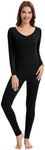 WiWi Thermal Underwear Set for Women Long Johns Sets Base Layer Pajama Thermals Warm Top & Bottom Bamboo Viscose Pjs S-XXL, Black, Large