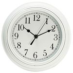 Topkey Silent Wall Clock Kitchen 9 Inch Retro Non-ticking Decorative Bedroom Office Wall Clock - White