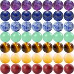 7 Chakra Natural Stone Beads 100pcs 8mm Round Genuine Real Stone Beading Loose Gemstone Amethyse Color Mixed DIY Smooth Beads for Bracelet Necklace Earrings Jewelry Making (7 Chakra Stone, 8mm)