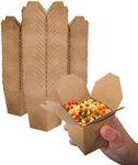 Takeout Food Containers Microwaveable Kraft Brown Paper Chinese Take Out Box - Leak and Grease Resistant Stackable to Go Boxes - Recyclable Food Containers - Party Favor Boxes