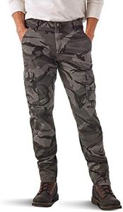 Wrangler Authentics Men's Regular Tapered Cargo Pant, Grey Camo, 34W x 34L