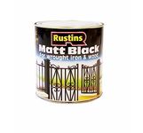 RUSTINS Matt Black Paint 1L- DIY-Friendly, High-Coverage, and Long-Lasting Finish for Any Project