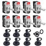 Toggle Switches 8 Pack 2 Pin ON Off SPST Car Rocker Toggle Switches, 20A Heavy Duty Waterproof Toggle Witch