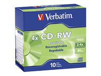 Verbatim CD-RW 700MB 2X-4X Surface - 10pk Slim Case