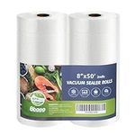 Bbaoo Vacuum Sealer Bags 8"x50' 2 pack for Food Saver, Commercial Grade Bag Rolls, Food Vac Bags for Storage, Seal a Meal, BPA Free, Meal Prep or Sous Vide