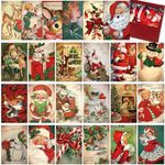 Nuanchu 48 Pcs Vintage Christmas Greeting Cards 24 Christmas Postcard Cards with 24 Red Christmas Envelopes Retro Christmas Cards Bulk Assortment Xmas Cards for Kids Home Office Classroom Business