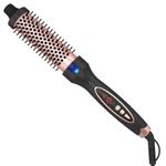 Curling Iron Thermal Brush Dual Voltage Travel-Friendly with Digital Display Temperature Ceramic Tourmaline Ionic Quick Heating Suitable for Man and Women Short and Long Hair (1.25 inch)