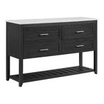 Walker Edison Luna Modern Top 4-Drawer Buffet with Lower Shelf, 54 Inch, Graphite/Faux White Marble