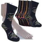 Kensington ® Thermal Socks Women 12 pairs Cotton Rose Design Soft Wide Top Socks Winter Multipack 4-6 UK Plain Stripes Cute Eco-Friendly Sock for Work