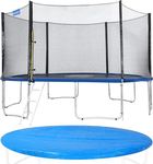 MONZANA® Garden Trampoline | Diameter: 426cm / 14ft | With Enclosure Net, Ladder, Safety Edge Spring Pad & Full Waterproof Cover Protector | Kids and Adults Trampoline