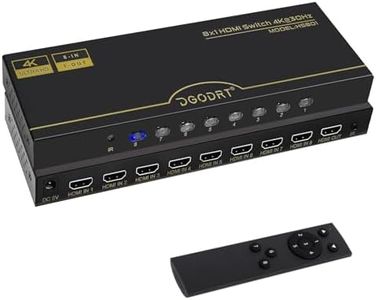 HDMI Switch 8 in 1 Out 4K@30Hz, 8 Port HDMI Switcher Selector Box with Remote and Auto Switch, Support 3D HDR10 HDCP2.2, 8x1 Game Switcher Hub Compatible with PS5 Xbox Nintendo Switch Roku Fire Stick