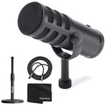 SAMSON Q9U XLR/USB Dynamic Broadcast Microphone + Desk Microphone Stand + Mic Cable + Cleaning Cloth