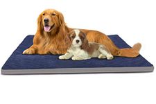 Large Dog Bed Pet Beds Crate Mat Orthopedic Foam Dog Mats for Sleeping Washable Anti Slip Mattress with Removable Cover Grey Blue, XL