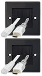 Auline Black Brush Single 1 Gang Wall Outlet Cable Entry Plate Tidy Mount Face Plate Wall Plate (2)