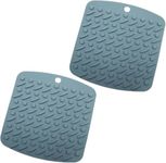 Baskety Silicone Trivets Multi-Purpose Silicone Pot Holders, Spoon Rest Table Mat Insulated Flexible Durable Sqaure 18 * 17cm (Pack of 2 Peacock)