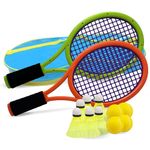 Kids Tennis Racket,17 Inch Plastic Tennis Racket with 6 Soft Balls and 4 Shuttlecocks for Kid,Toddler Outdoor/Indoor Sport Play (Dark Orange & Green)