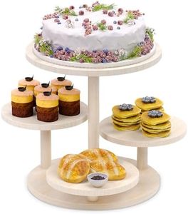 HURZMORO 4 Tier Round Cupcake Tower Stand for 50 Cupcakes,Wood Cake Stand with Tiered Tray Decor,Farmhouse Tiered Tray Decor,Cupcake Display for Birthday Graduation Baby Shower Tea Party,White