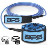 BPS 'Storm' 8-Foot Surfboard 7.2MM Straight Leash - Premium SUP/Surf Strong Durable Leg Rope Stainless Steel Swivel Triple Rail Saver - SUP Paddle Surfboarding Paddle Boarding (Koru Dark Blue)