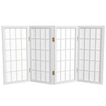 Oriental Furniture 2-Feet Window Pane Desktop Japanese Shoji Privacy Screen Room Divider, 4 Panel White