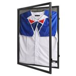 IHEIPYE Jersey Display Frame Case, Large Sport Jersey Shadow Box with 98% UV Protection Acrylic and Hangers for Baseball Basketball Football Soccer Hockey Sport Shirt and Uniform,Linen Black