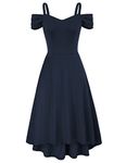 GRACE KARIN Ladies Cold Shoulder Special Ocassion Dress Swing Wedding Guest Dresses for Cocktail Navy Blue L