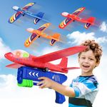 TODARRUN Airplane Launcher Toys,3 Pack 13.2 Inch LED Foam Glider Catapult Plane Toy for Boys,2 Flight Modes Outdoor Flying Toys Birthday Gifts for Boys Girls 3 4 5 6 7 8 9 10 11 12 Year Old