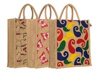 SAINIK'S - ACCESS TO QUALITY Jute Bags for Lunch for Men | Jute Bags with Zip | Jute Tote Bag | Jute Tiffin Bags | Printed Jute Bag | Jute Carry Bag | Jute Bag Medium Size (PACK OF 3)