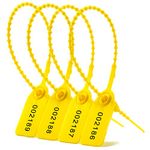 1000 Numbered Plastic Tamper Evident Seals, Pull Tite Security Tags - Zip Ties Disposable Self-Locking Signage - Label Safety Locks (1000 PCS, Yellow)