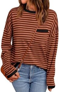 LILLUSORY Womens Oversized Sweaters 2024 Fall Fashion Striped Lightweight Ladies Cute Pullover Crewneck Long Sleeve T Shirts Tshirt Tops Trendy Old Money Clothes Outfits