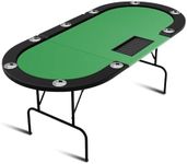GarveeLife Oval Poker Table with 9 Stainless Steel Cup Holders, Casino Leisure Table for 10 Players, Blackjack Gaming Table with Water-Resistant Cushioned Rail