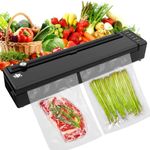 Vacuum Sealer Machine, Cordless Rechargeable Vacuum Sealer for Dry/Moist Food Storage and Sous Vide, With External Vacuum and 1 Suction Hose, Vacuum Sealer With Bag Cutter and 10 Vacuum Sealer Bags